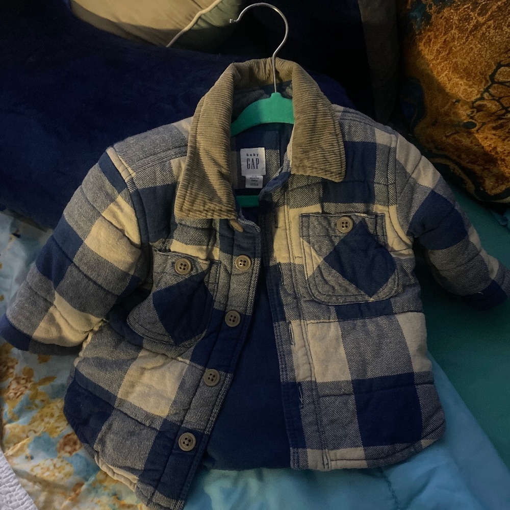 Baby GAP blue & cream 0-6 months jacket